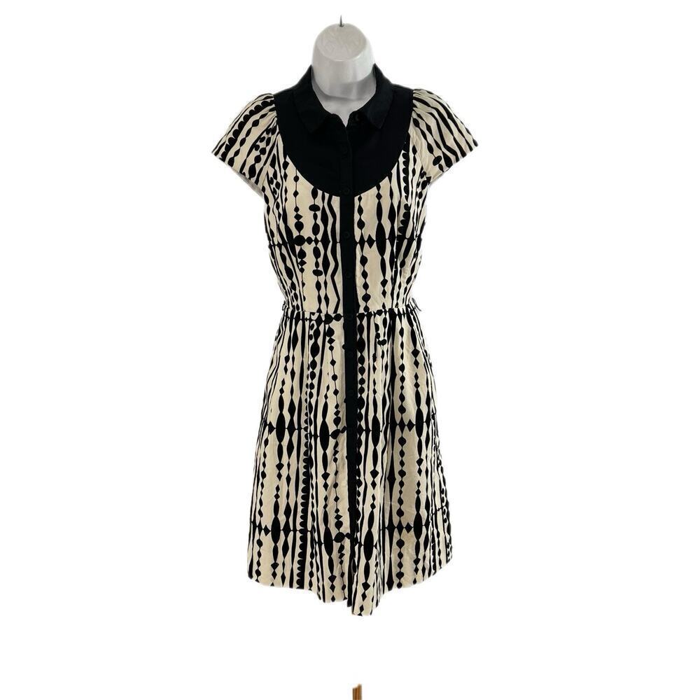 Anthropologie Black and White Harlequin Corduroy Shirtdress by Postmark Size 6
